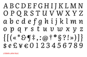 Bentuk Font Literata Latin Italic