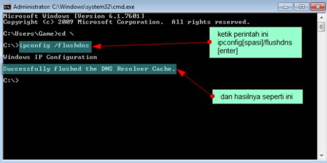 cara flush dns di cmd windows